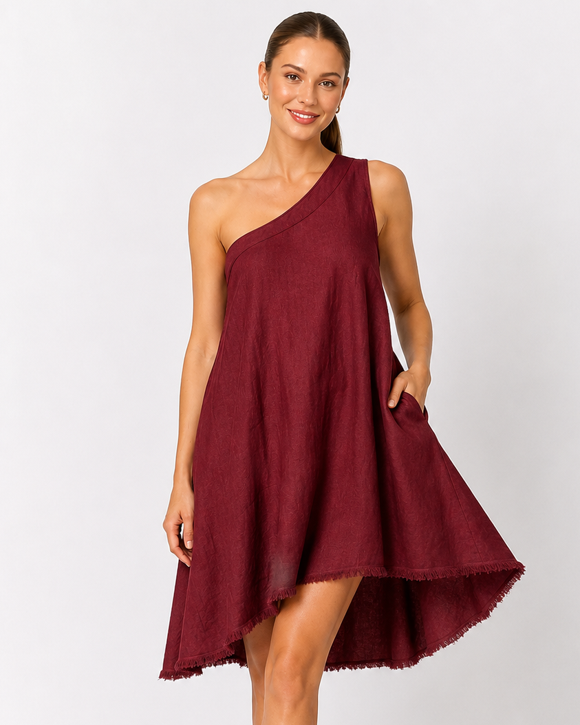 Nola | Robe Mini pour Femmes avec Encolure Épaules et Texture d'Été