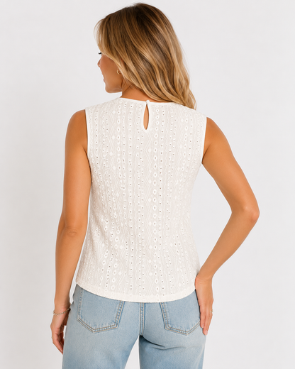 ATELIER | Blouse en dentelle sans manches avec jacquard ajouré