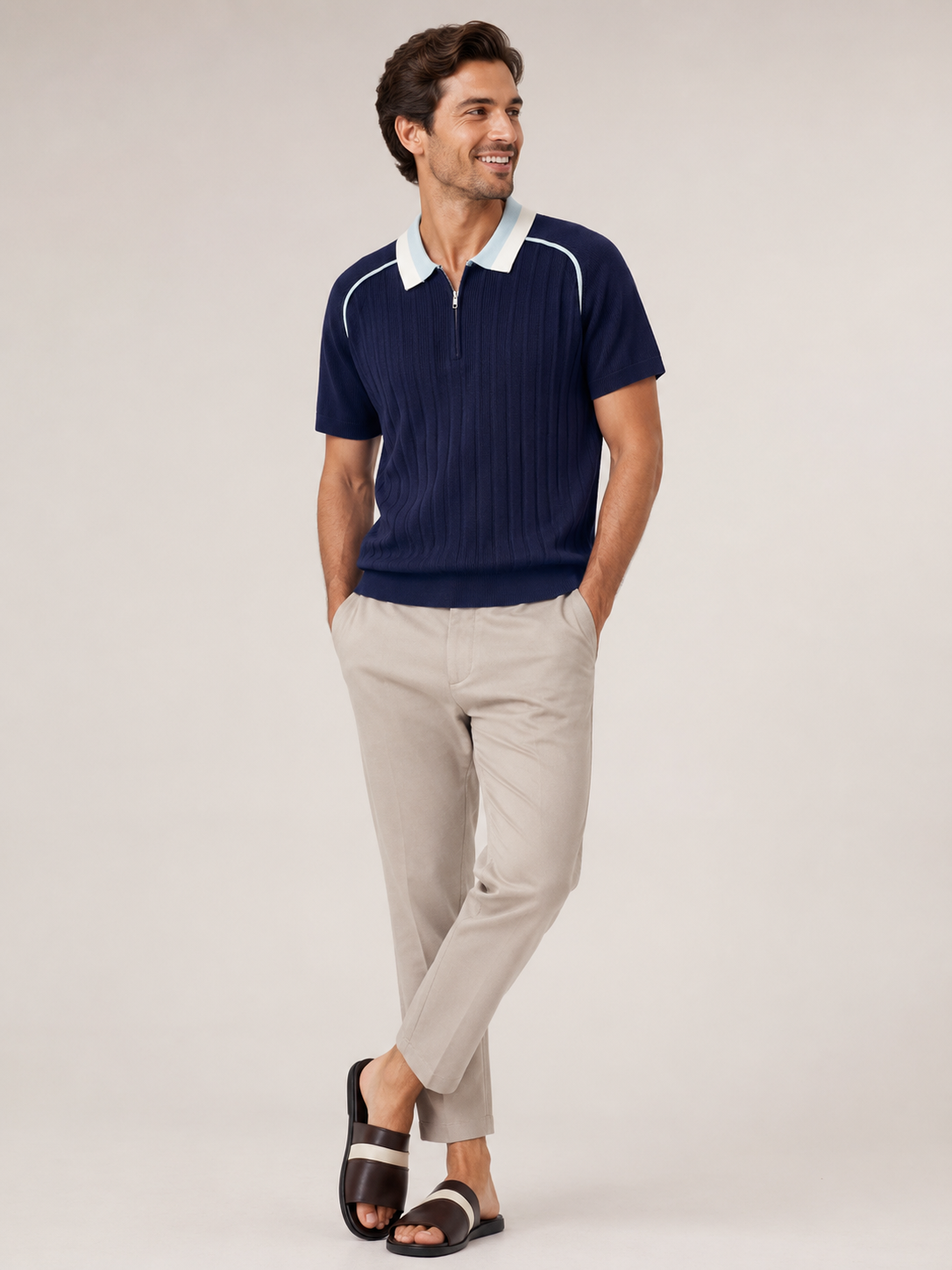 ATELIER | Polo décontracté en tricot à manches courtes pour hommes