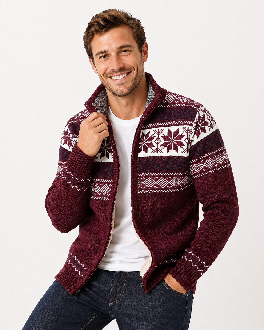 Kayden | Manteau en tricot jacquard en coton pour hommes