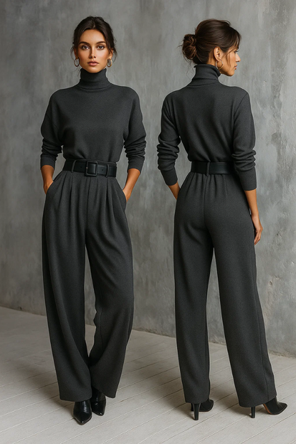 Melian – Combinaison avec col roulé, jambes larges et ceinture