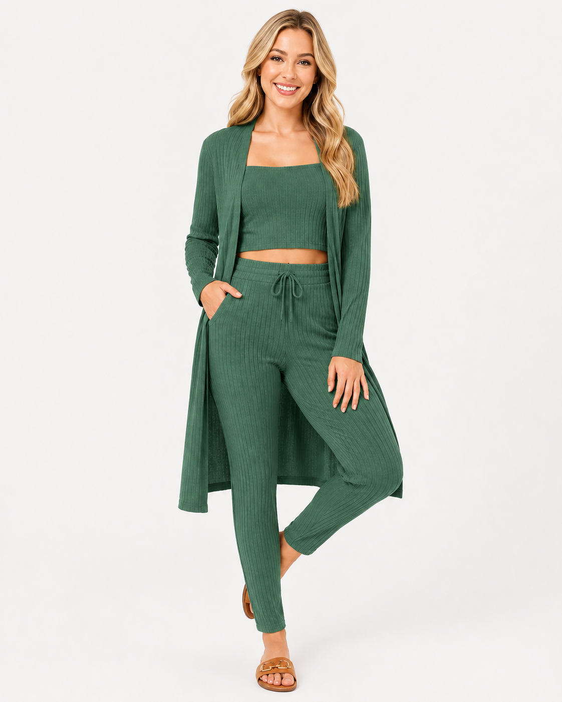 Lana | Ensemble décontracté pour femmes en trois pièces : veste, gilet, pantalon long