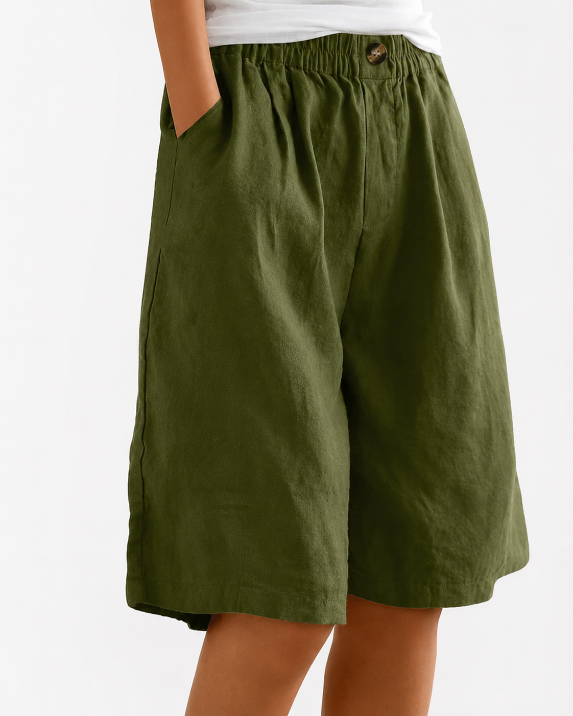 ATELIER | Pantalon uni avec poches et boutons
