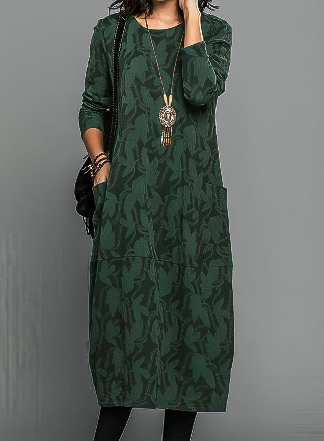 Robe d’Hiver Décontractée – Col Rond Confort Femme