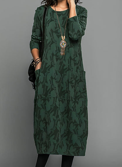 Robe d’Hiver Décontractée – Col Rond Confort Femme