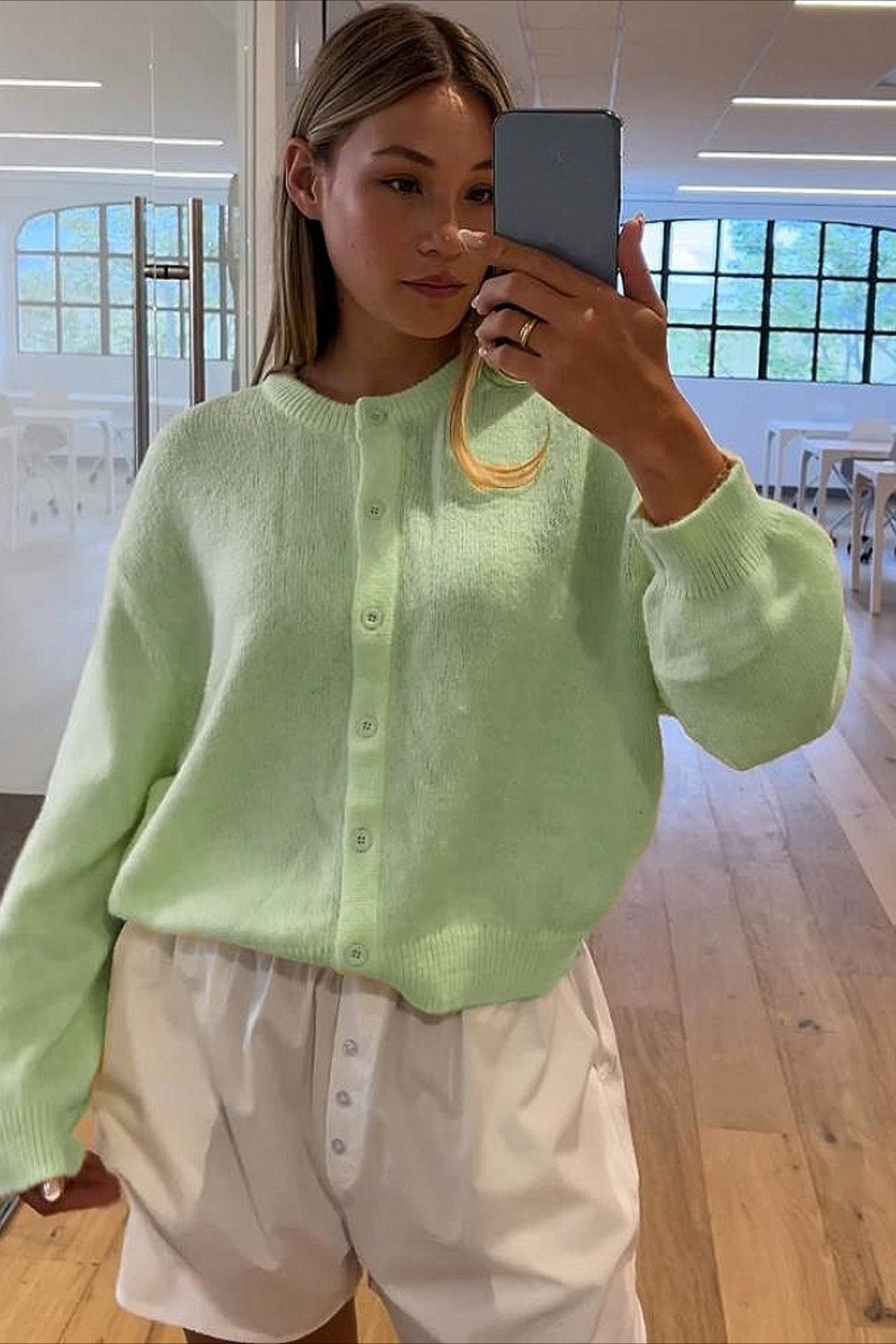 Cardigan en tricot à boutons, à manches longues, décontracté et uni