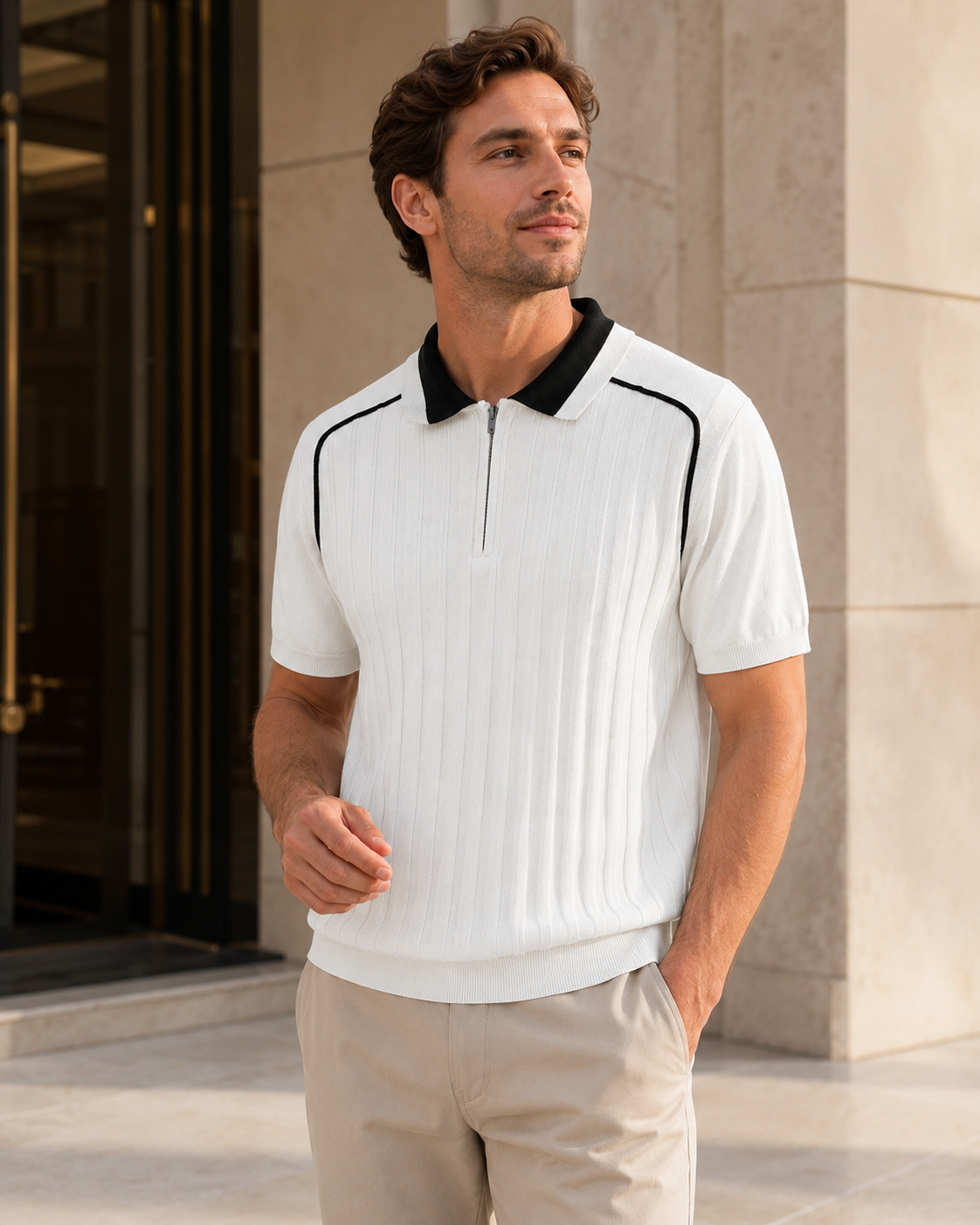 ATELIER | Polo décontracté en tricot à manches courtes pour hommes