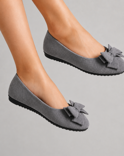 ATELIER | Chaussures Plates Douces en Suède avec Grand Nœud Sucré