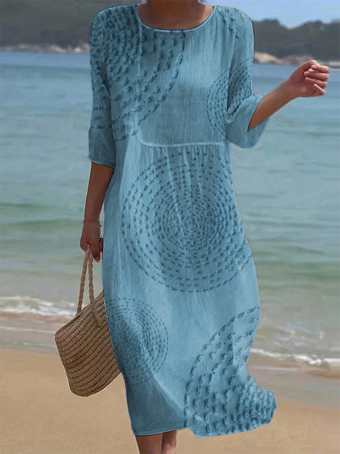 Dai | Robe Décontractée Texturée à Motifs Brodés