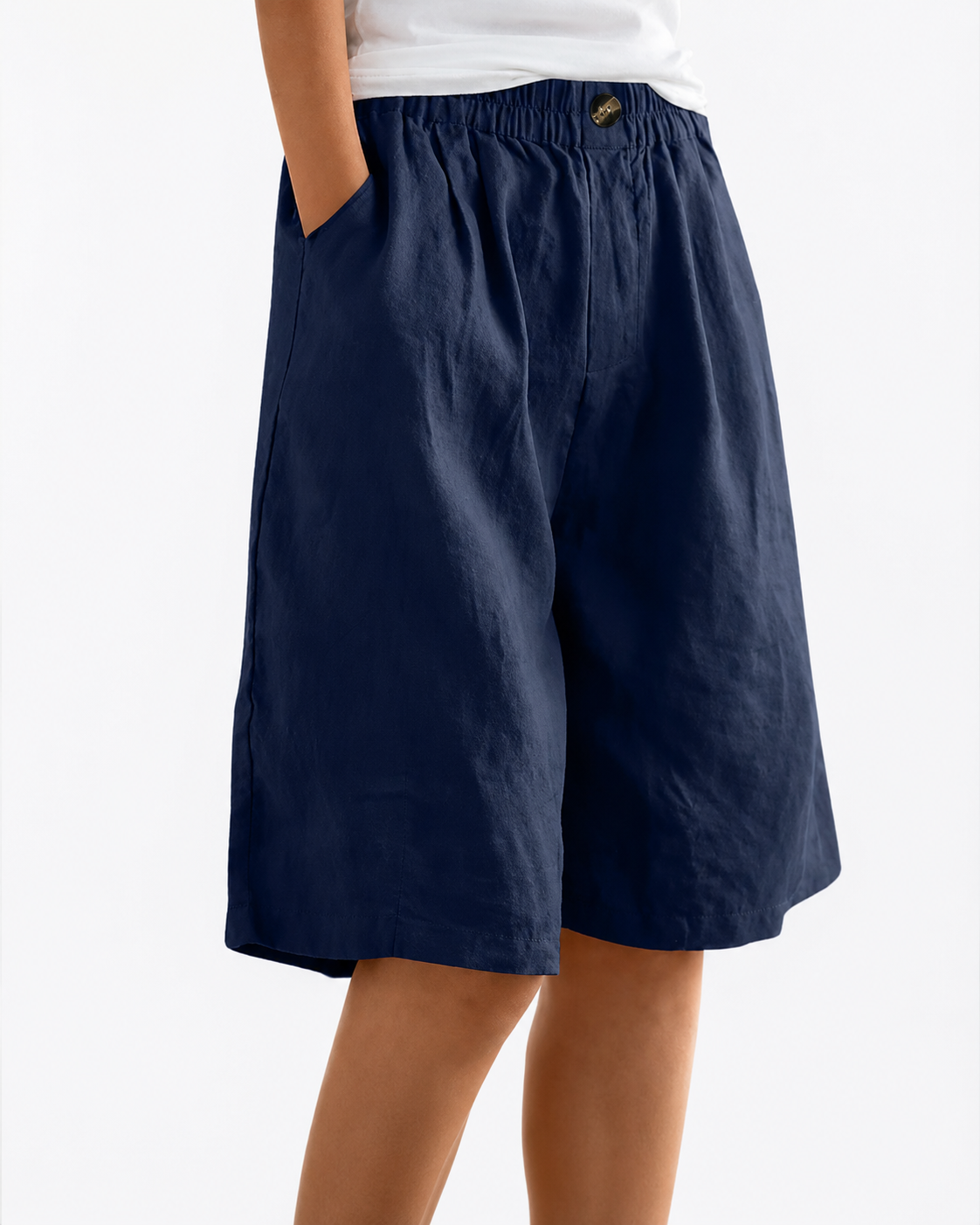 ATELIER | Pantalon uni avec poches et boutons