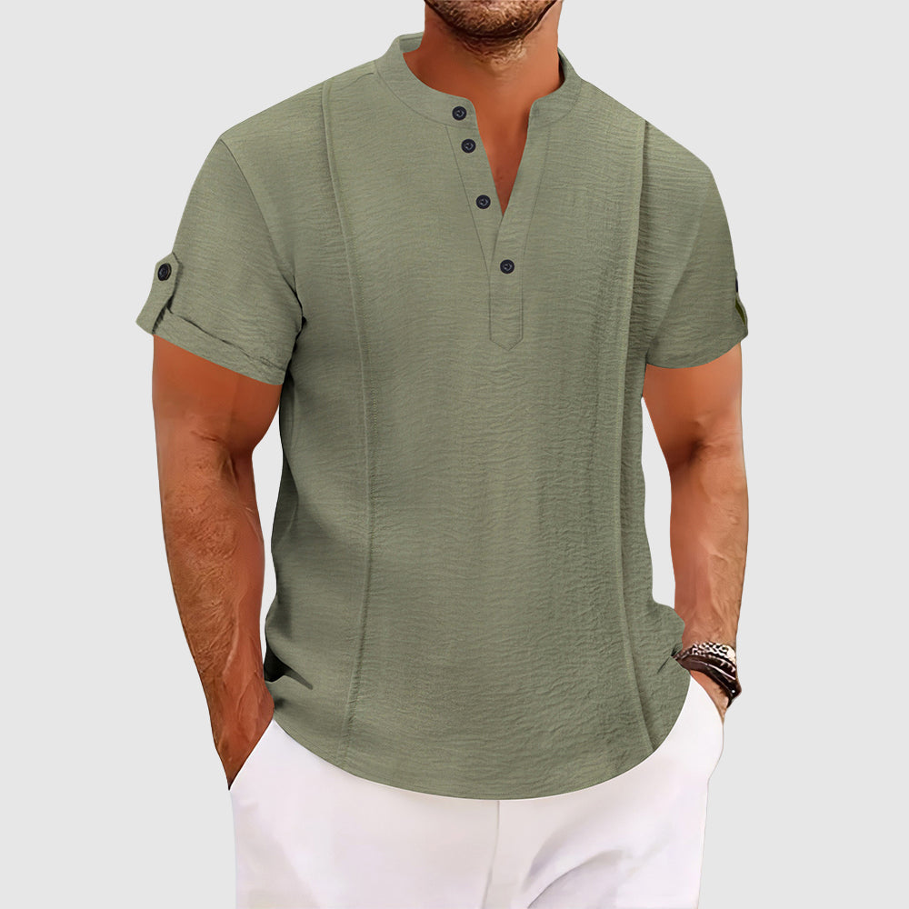 Max | Chemise Henley Décontractée à Manches Courtes