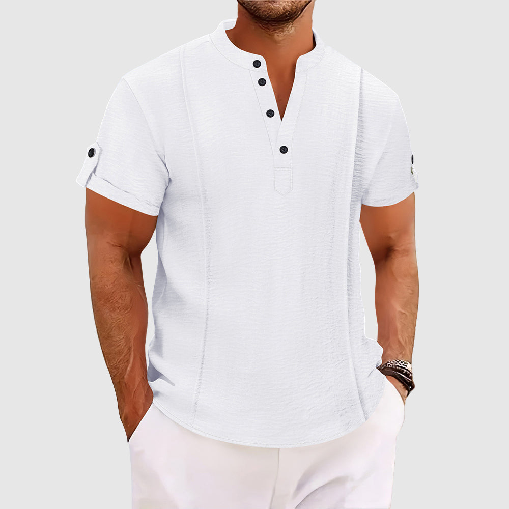 Max | Chemise Henley Décontractée à Manches Courtes