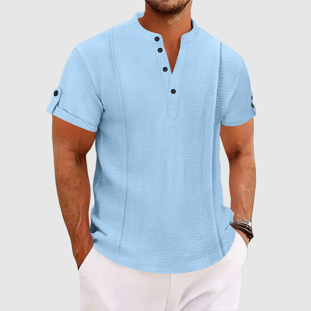 Max | Chemise Henley Décontractée à Manches Courtes