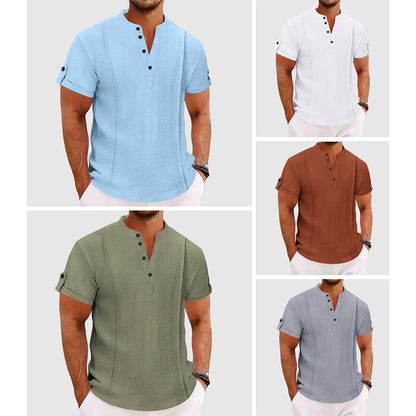 Max | Chemise Henley Décontractée à Manches Courtes