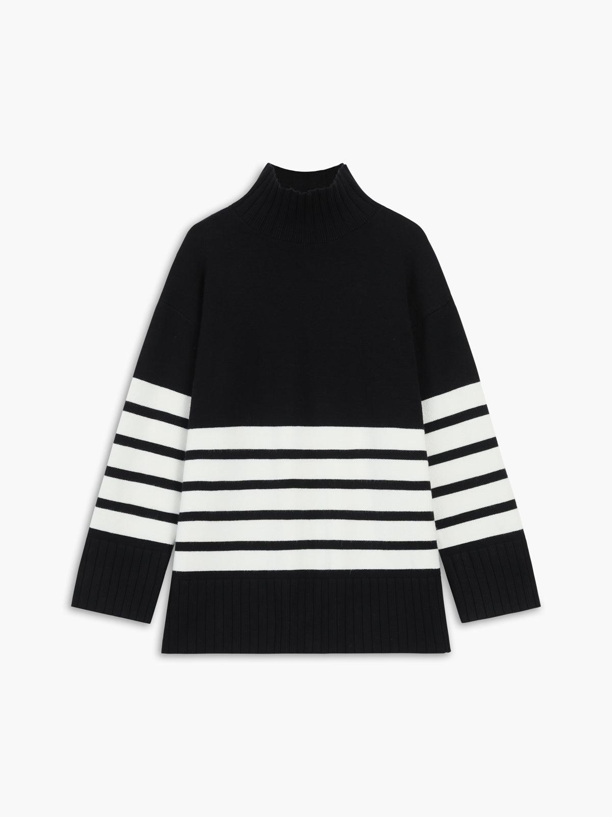 Allegra | Pull femme col montant rayé