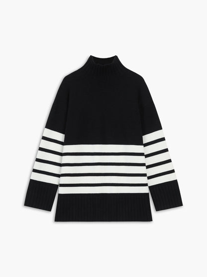 Allegra | Pull femme col montant rayé