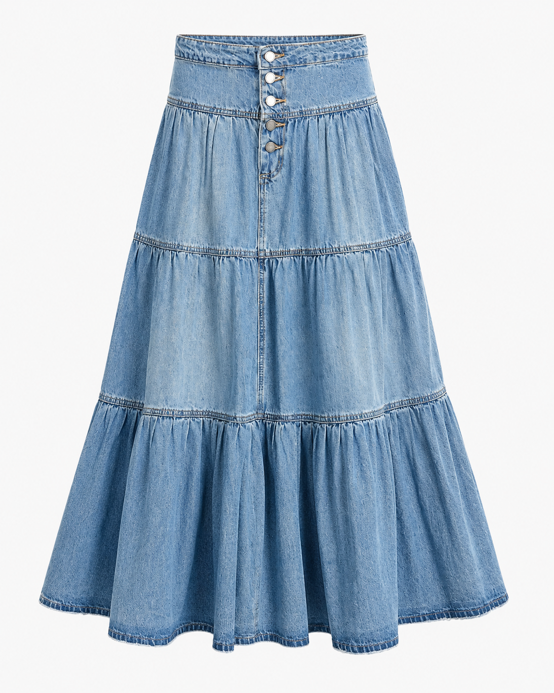 Angel | Jupe Maxi en Jean Taille Haute Boho
