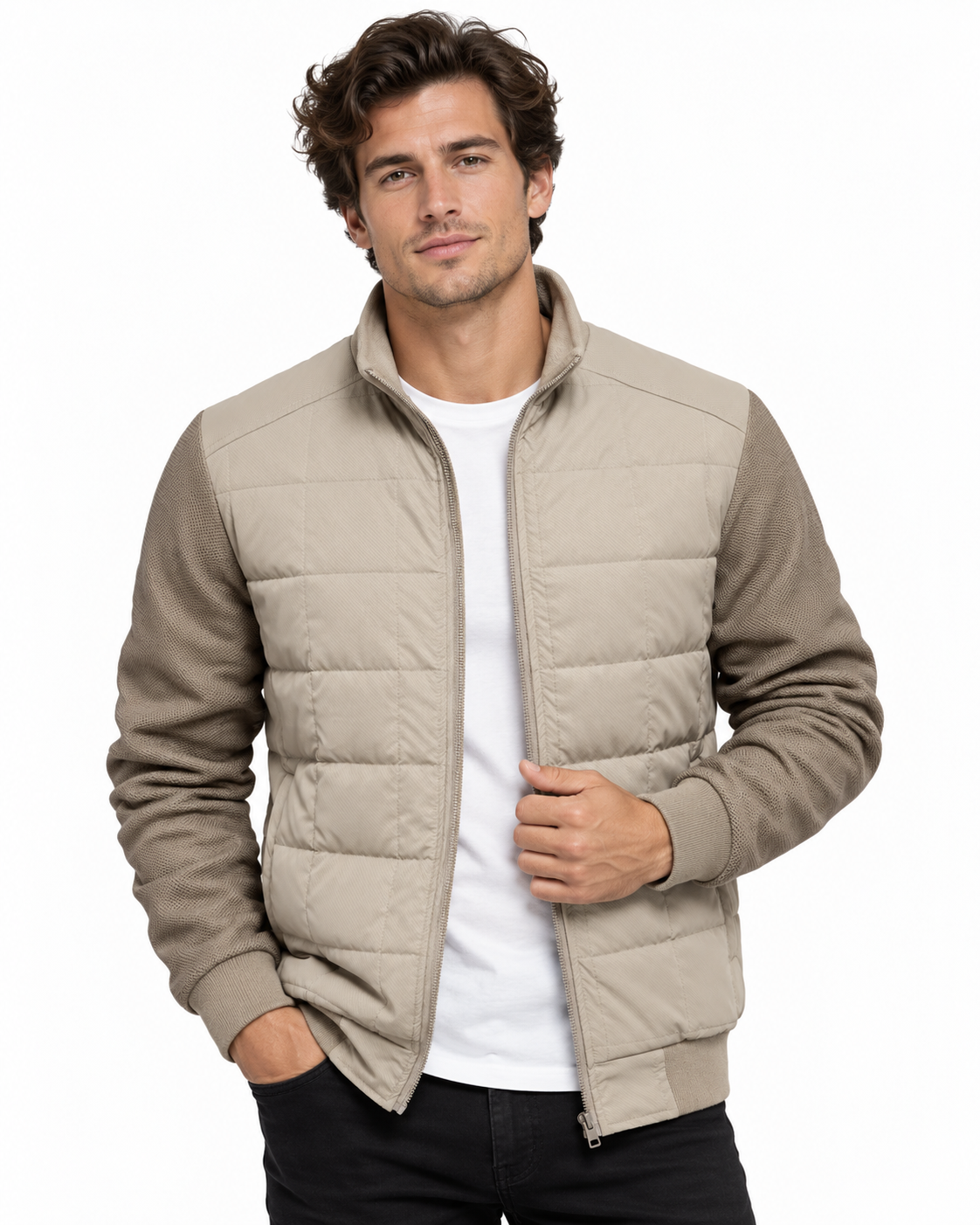 Damian | Veste matelassée avec manches en maille