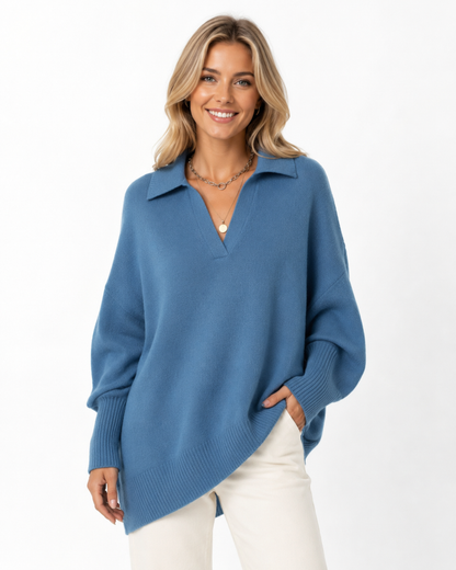 LUNEVIA™ Pull Poncho en Maille Décontracté | Pull Oversize Col Rond pour Femme