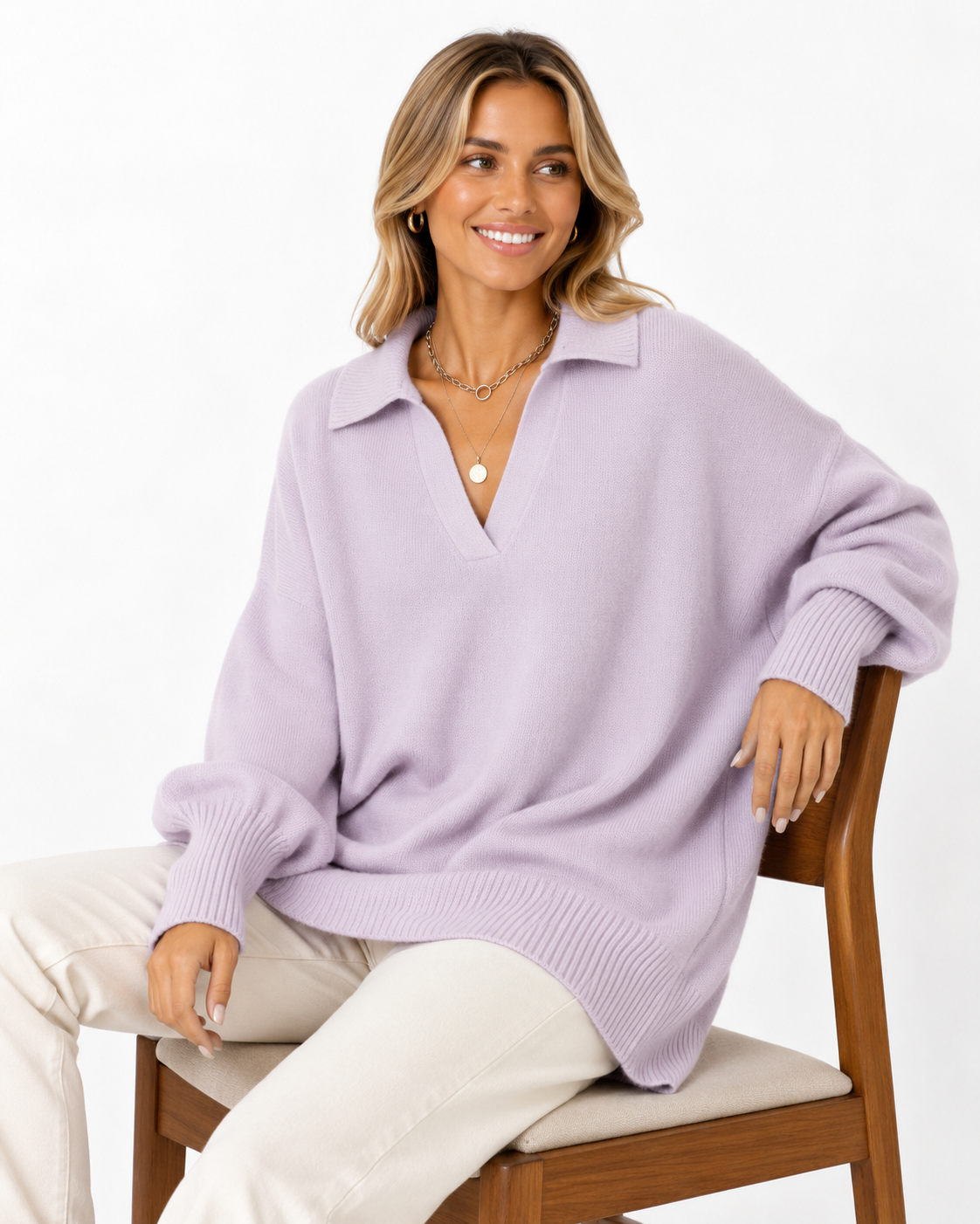 LUNEVIA™ Pull Poncho en Maille Décontracté | Pull Oversize Col Rond pour Femme