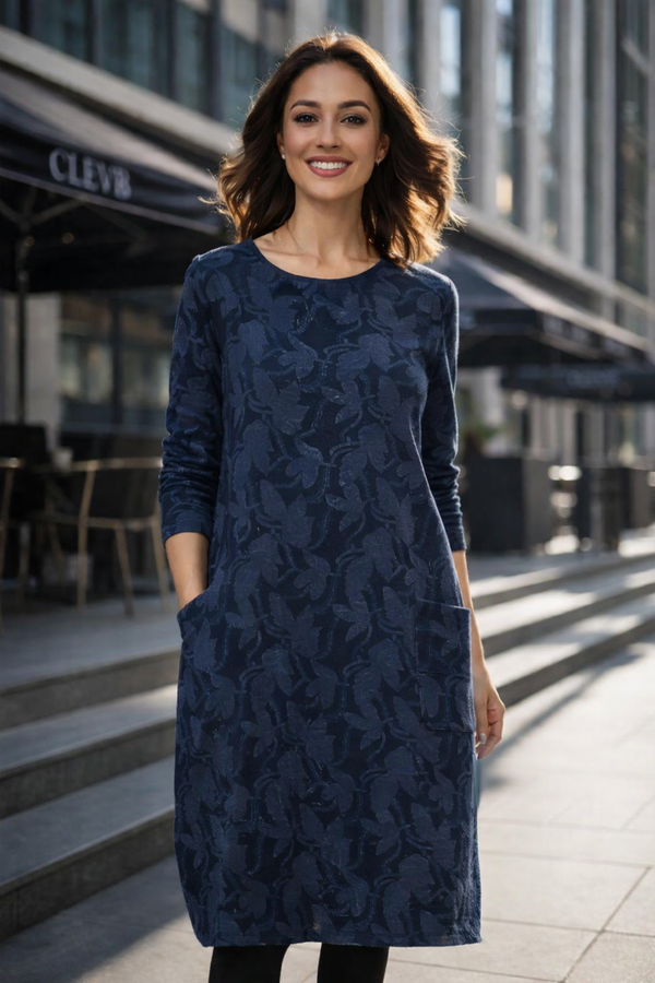 Robe d’Hiver Décontractée – Col Rond Confort Femme