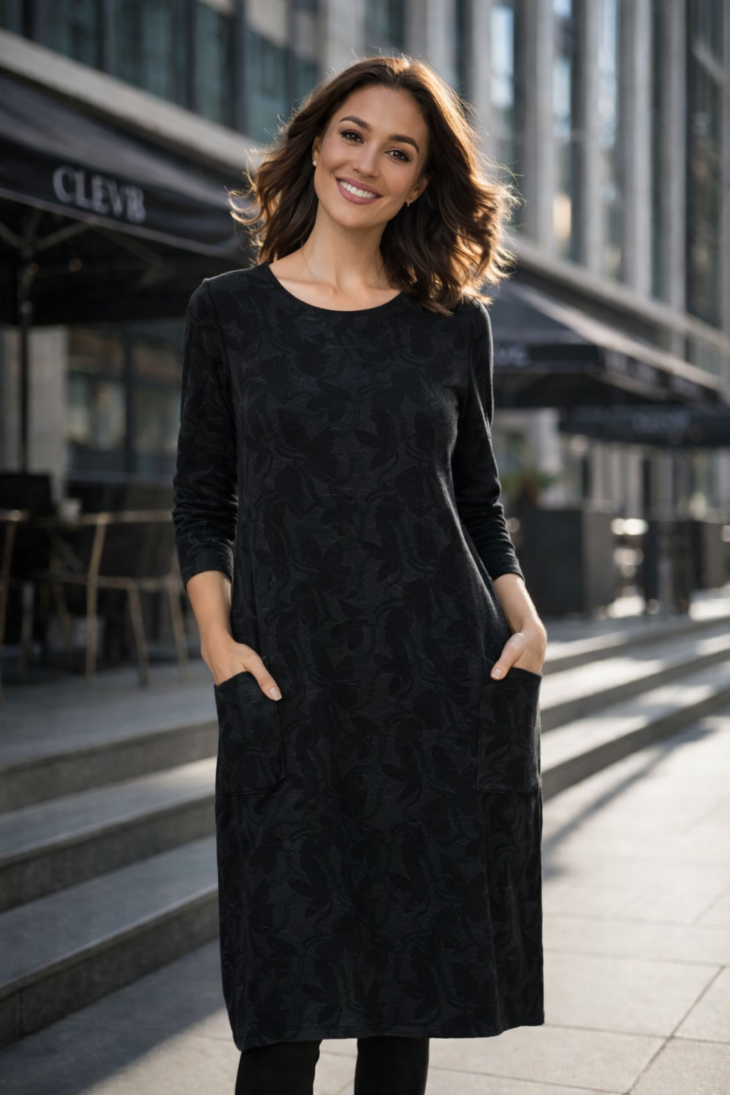 Robe d’Hiver Décontractée – Col Rond Confort Femme
