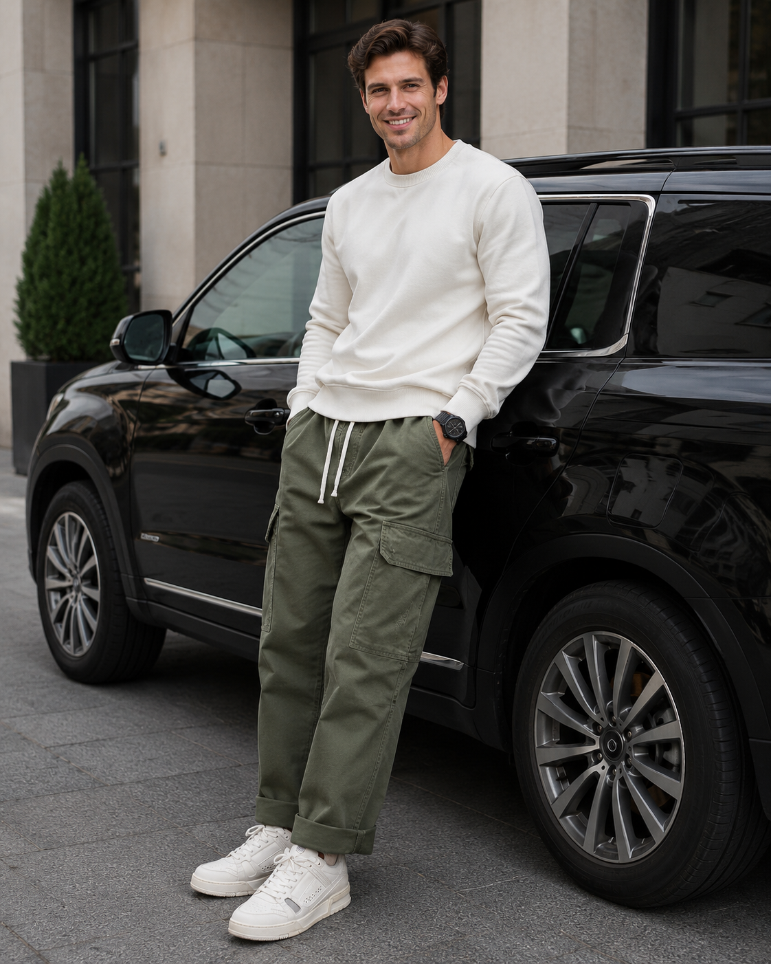 Luke | Pantalons décontractés à poches cargo à jambes larges