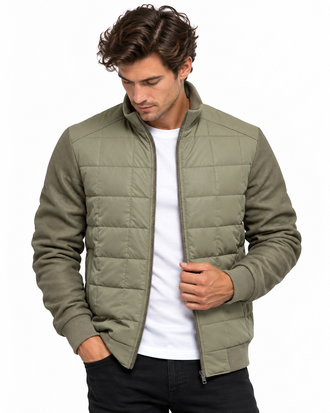 Damian | Veste matelassée avec manches en maille