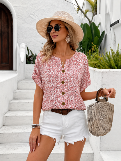 Gelin | Blouse Florale à Manches Courtes