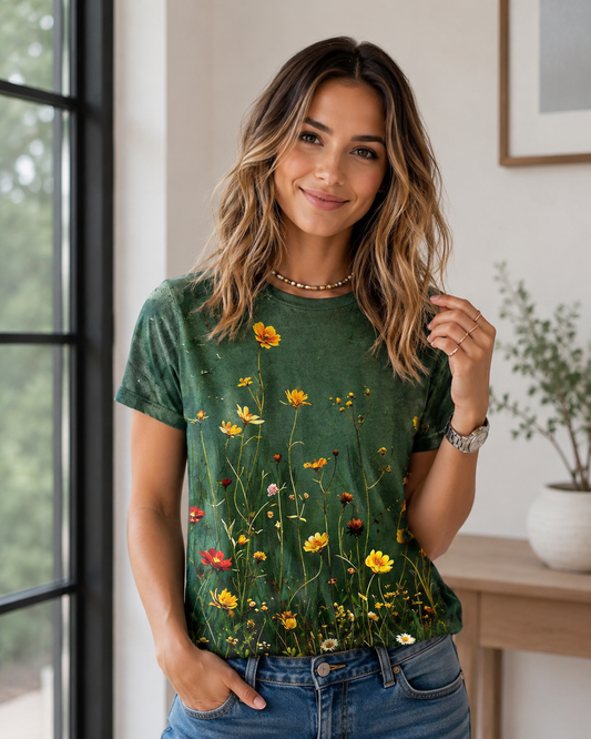 Emilia | T-Shirt Vintage avec Design Floral