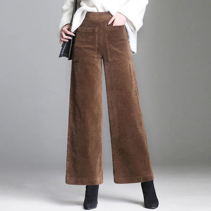 Pantalon Évasé en Velours Côtelé – Style Chic Femme