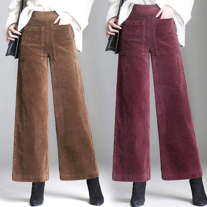 Pantalon Évasé en Velours Côtelé – Style Chic Femme