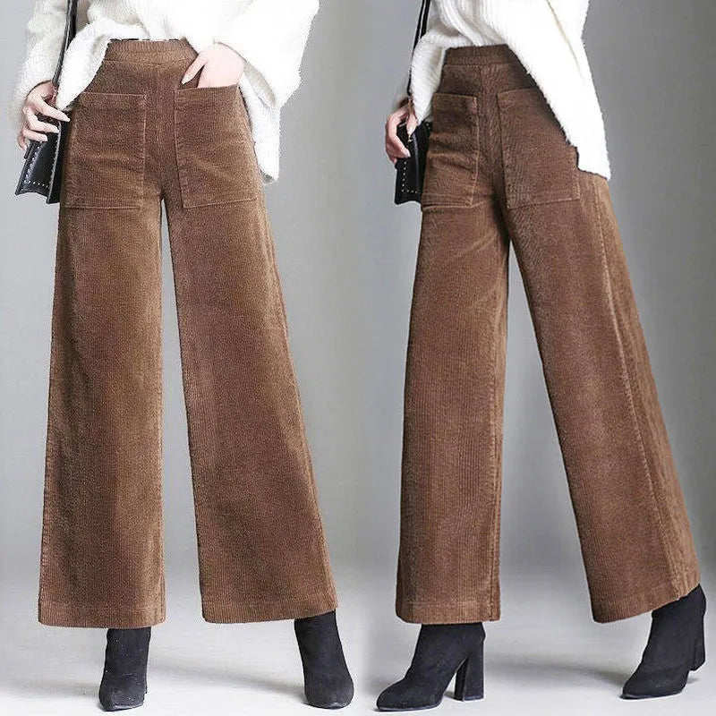 Pantalon Évasé en Velours Côtelé – Style Chic Femme