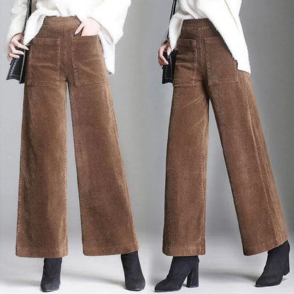 Pantalon Évasé en Velours Côtelé – Style Chic Femme
