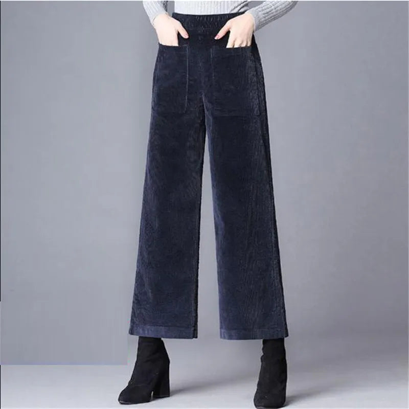 Pantalon Évasé en Velours Côtelé – Style Chic Femme