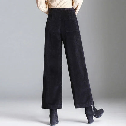 Pantalon Évasé en Velours Côtelé – Style Chic Femme