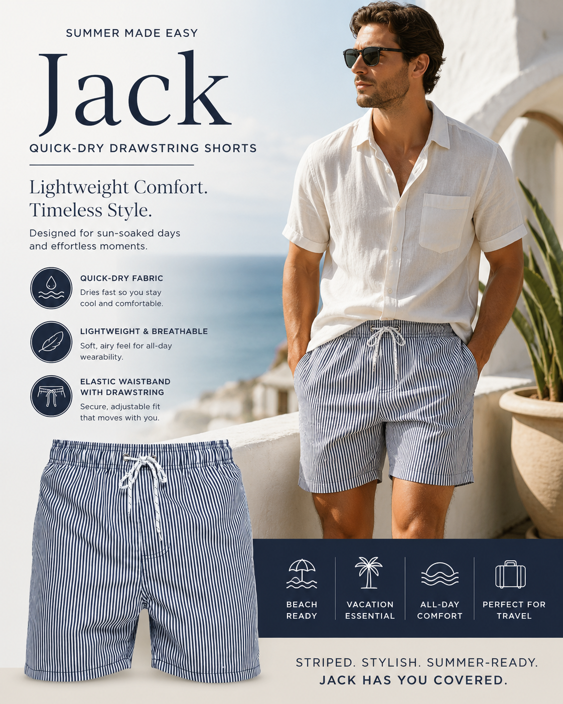 Jen | Short de bain à cordon de serrage Quick-Dry
