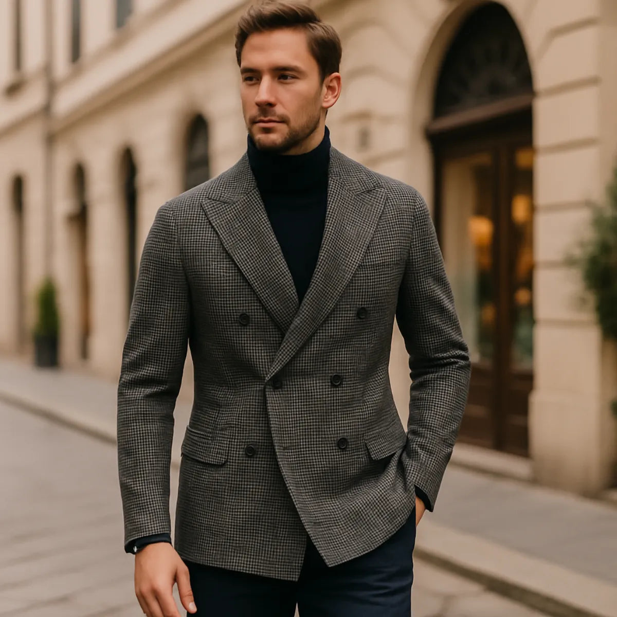 Théo | Blazer croisé à carreaux