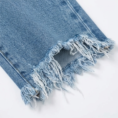 Astoria | Jeans Droits Raccourcis avec Franges