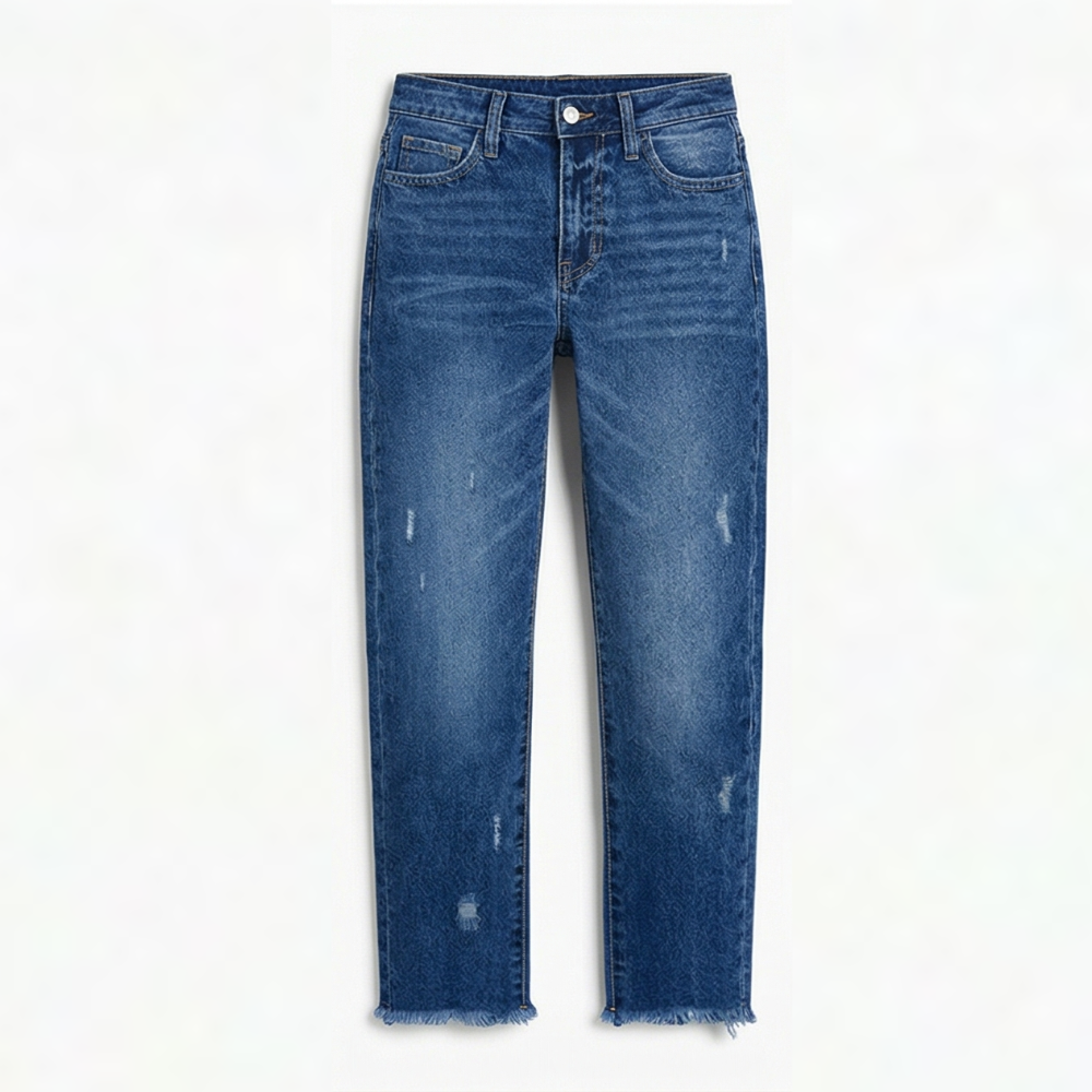 Astoria | Jeans Droits Raccourcis avec Franges