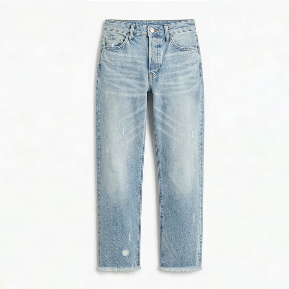 Astoria | Jeans Droits Raccourcis avec Franges