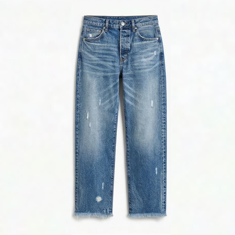 Astoria | Jeans Droits Raccourcis avec Franges