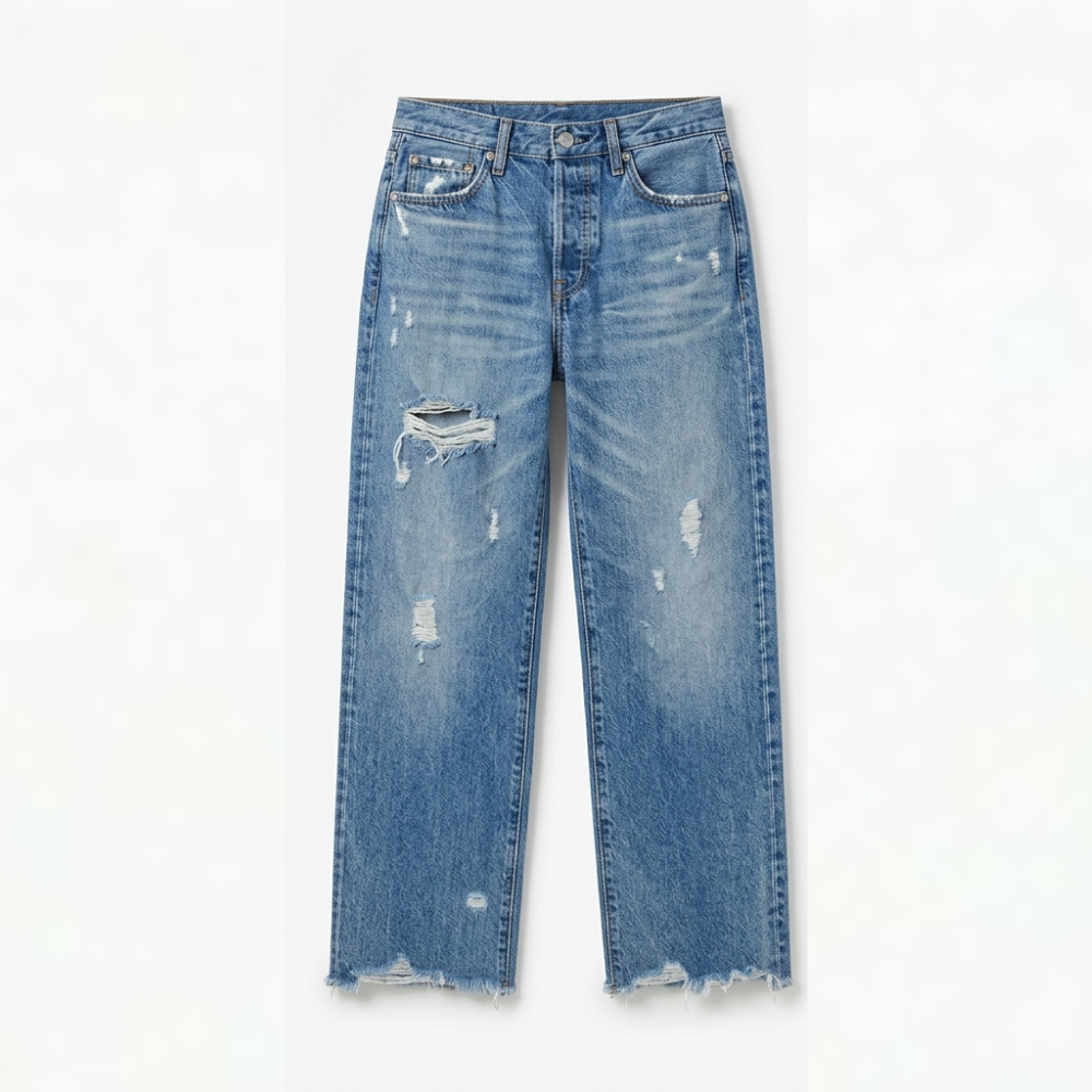 Astoria | Jeans Droits Raccourcis avec Franges