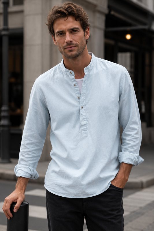 Kaizen | Chemise Henley en Lin Décontractée