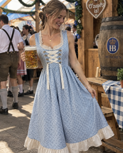 LUNA | Robe Dirndl Oktoberfest avec tablier