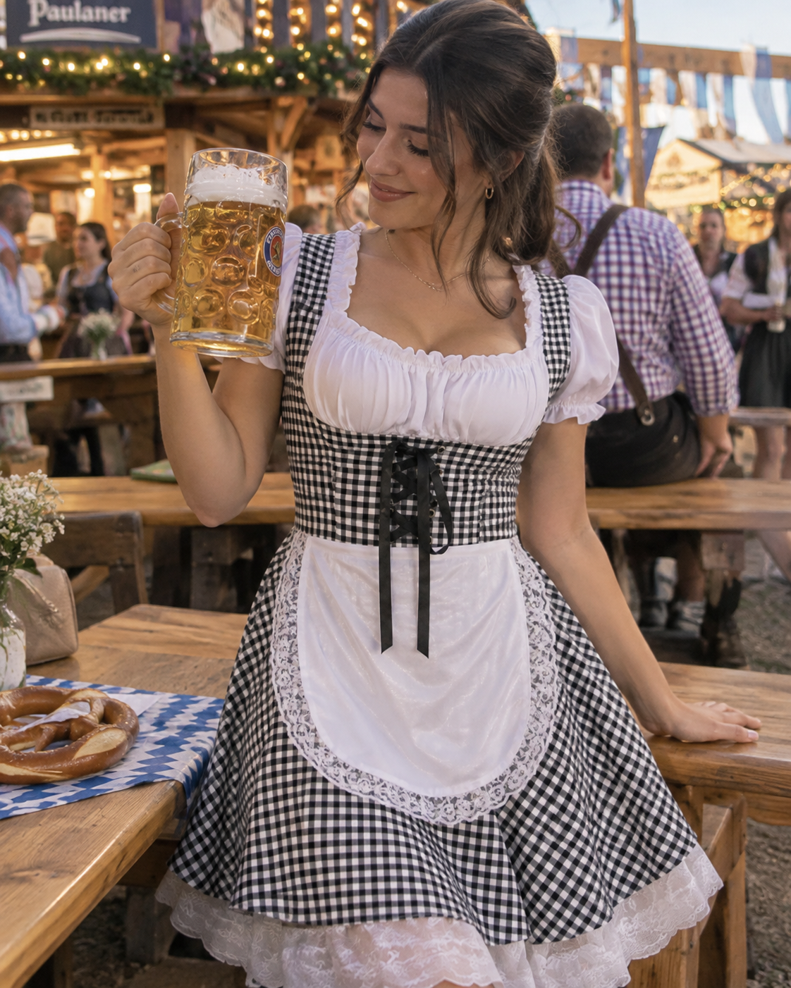 LYLA | Robe à carreaux de style Dirndl Oktoberfest