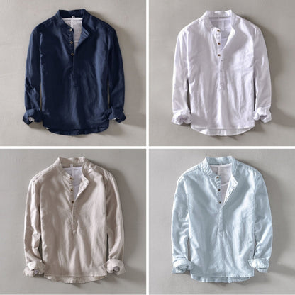 Kaizen | Chemise Henley en Lin Décontractée