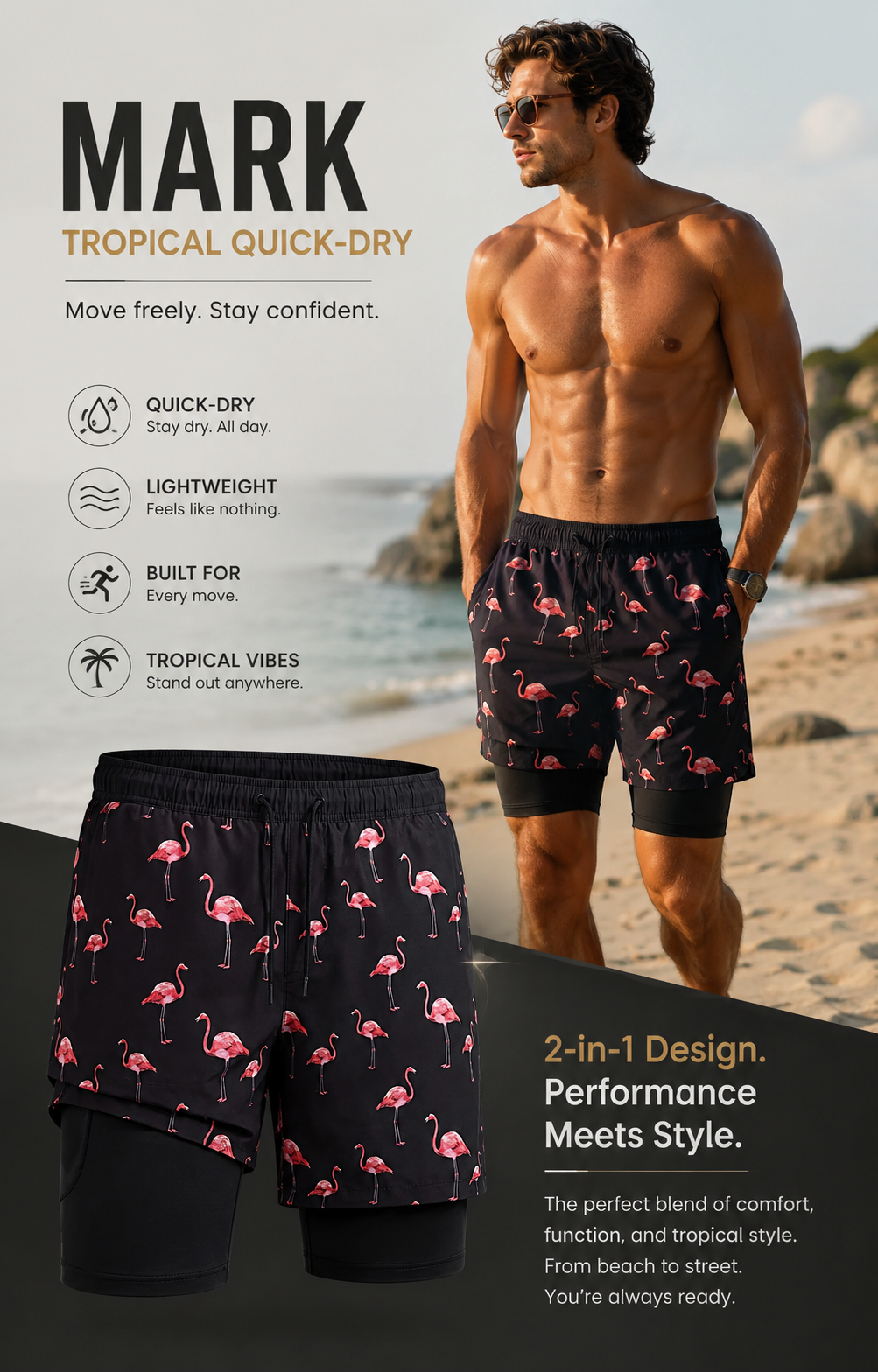 Jeni | Short de Bain Tropical à Séchage Rapide