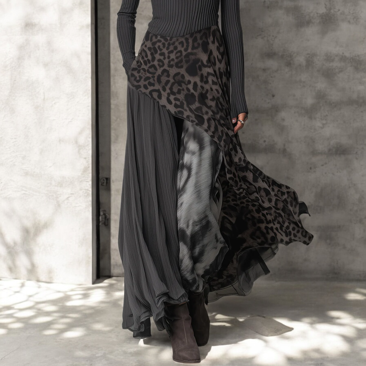 NKEM | Robe longue avec imprimé léopard élégant