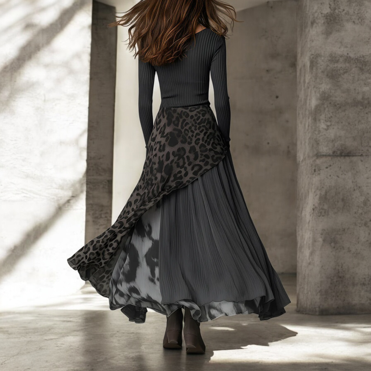NKEM | Robe longue avec imprimé léopard élégant